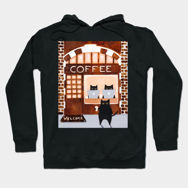 Coffee House Cats Hoodie by KilkennyCat Art